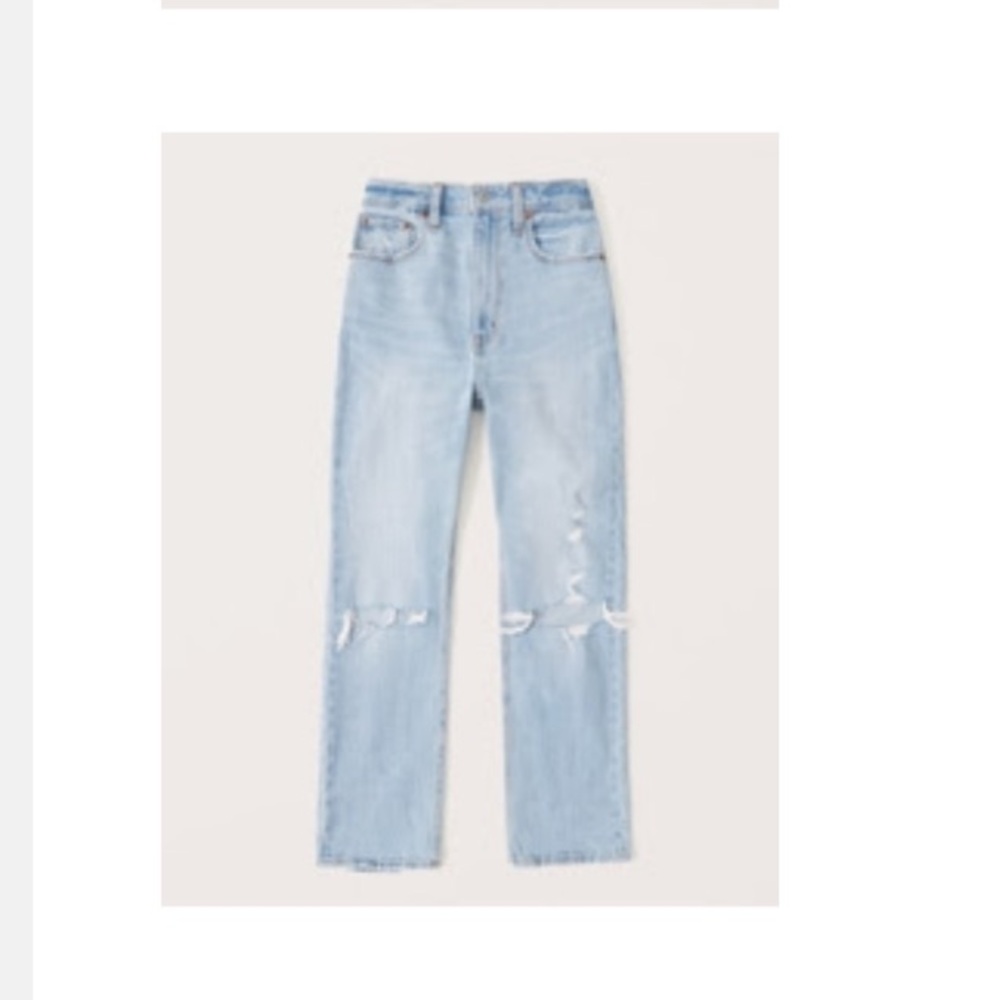 Abercrombie & Fitch ultra high rise ankle straight Jean light ripped wash